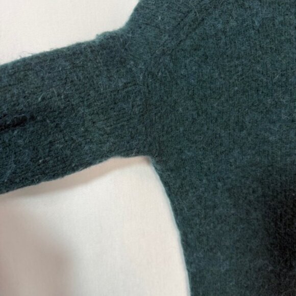 J.Crew Alpaca Wool Cardigan M Green Button Front Cropped Soft Cozy - Picture 8 of 9
